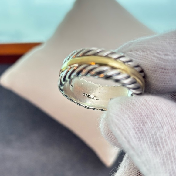 David Yurman 925 & 18k Gold Unisex Classic Cable Ring 10 - Picture 7 of 8
